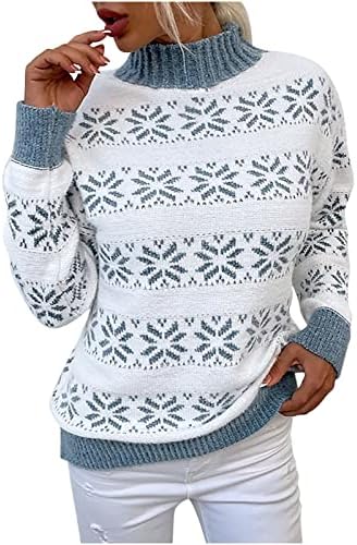 Ženski džemperi za Božićnu Dolčevitu Snowflake grafički Dugi rukav pleteni pulover džemper Holiday Casual Jumper
