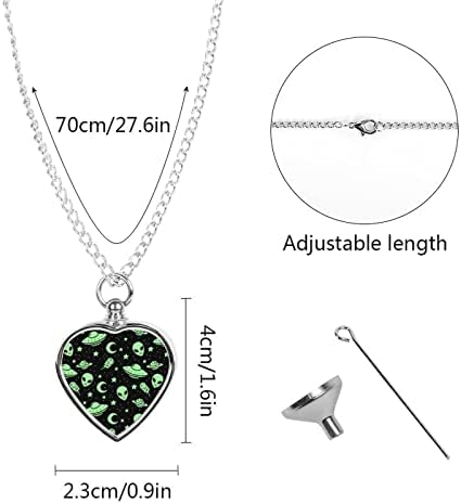 Zeleni vanzemaljci UFO pet urna ogrlica za pepeo Legura srce kremiranje nakit spomen privjesak držač