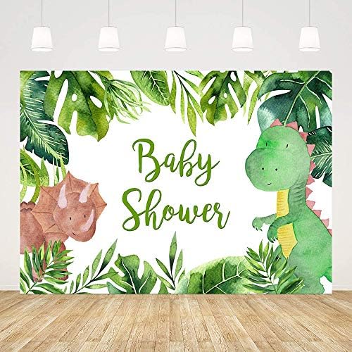 MEHOFOND Cartoon Dinosaurus Baby Shower Party Dekoracije pozadina divlje šume tropsko zeleno lišće