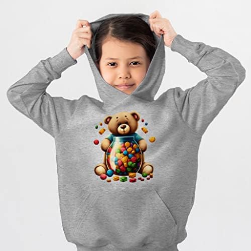 TEDDY BEAR Dizajn Dečija Sponge Fleece Hoodie - slatka dečja kapuljača - Grafički kapuljač za decu