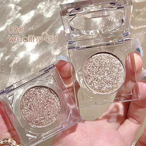 Erinde Shimmer Glitter Paleta Sjenila, Korejska Svjetlucava Šminka Za Oči, Ultra-Blendable, Sparkle Silver