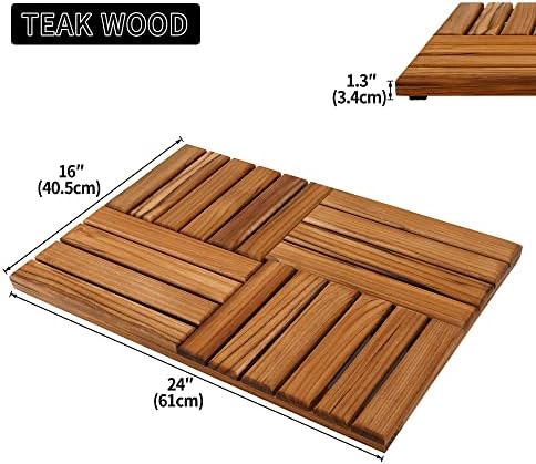 Utop sliy theak Wood Wood Organizator kupaonica i 24 x 16 inča Set mat od tikovine