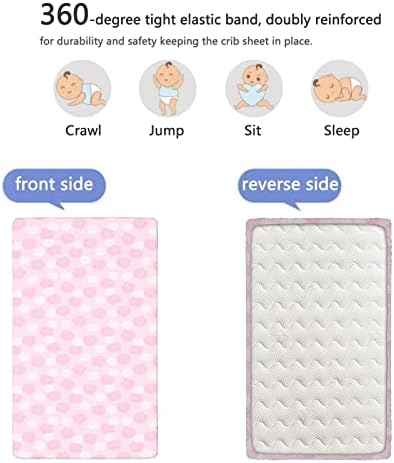 Ružičasti polka točki sa postavljenim mini listovima krevetića, prenosivi mini listovi krevetića Mekani