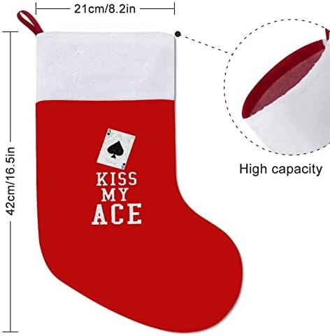 Poljubiti moj ace poker casino božićne čarape crveni baršun s bijelim bombonskim torbom Xmas