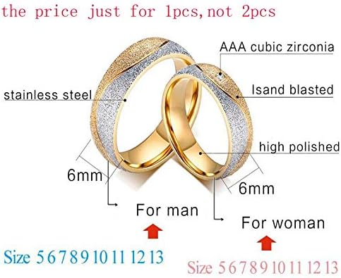 T3store par zaručnički prsten za žene muškarci pijesak Blasted Gold boja CZ Burme personalizovani nakit-1