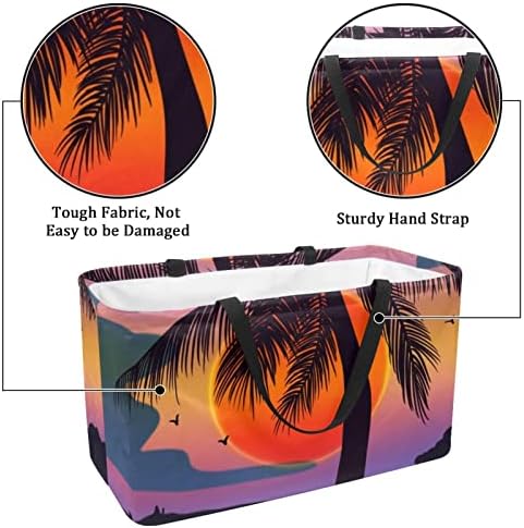 RATGDN torbe za višekratnu upotrebu na moru plaža Sunset Palma sklopiva periva velika kanta za skladištenje