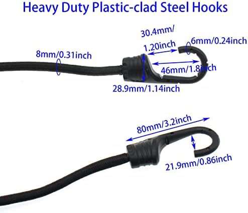 4pack 12 bungee kabel sa kukama 1/3 / 8mm Superior Latex teška konop za elastičnu konop za konop za vanjski