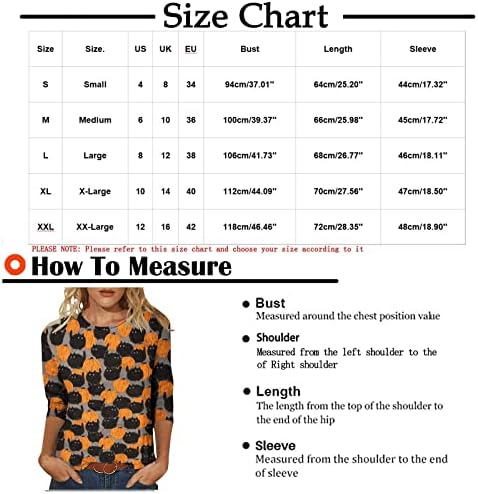 NaRHbrg trendi 3/4 rukav T Shirt Bat bundeva uzorak Top za žene tri četvrtine rukav pulover udoban okrugli