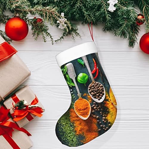 YileQuan 18 inča Božićne čarape Klasične čarape, začini, za obiteljski odmor Božićni ukrasi