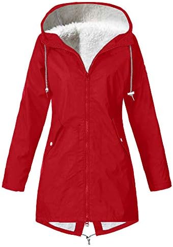 Kišne jakne za žene vodootporne s oblogom od flisa plus veličina lagana vjetrootporna kapuljača zatvarač