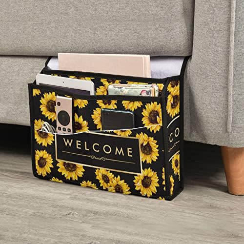 Sunflower Dobrodošli Organizator za pohranu sa krevetom 6 džepova Bedside Caddy za časopis za daljinski