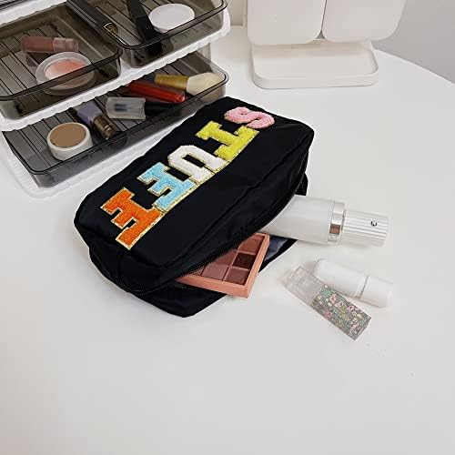 Najlonska Preppy torba za šminkanje organizator sa Ženilskim slovom kozmetička toaletna torba za žene i djevojčice