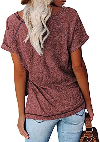 Žene vrhovi labave majice Ljeto tiskovina kratkih rukava s kratkim rukavima V-izrez majica casual bagesy