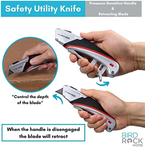 BIRDROCK Početna 1PK Profesionalni sigurnosni komunalni nož - uvlačenje - rezač za teške carine - Sigurna