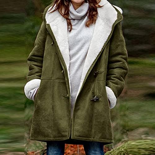 NLOMoct zimski kaputi za žene plus veličine, topli debeli krzno runo obloge kapuljača na kapuljaču