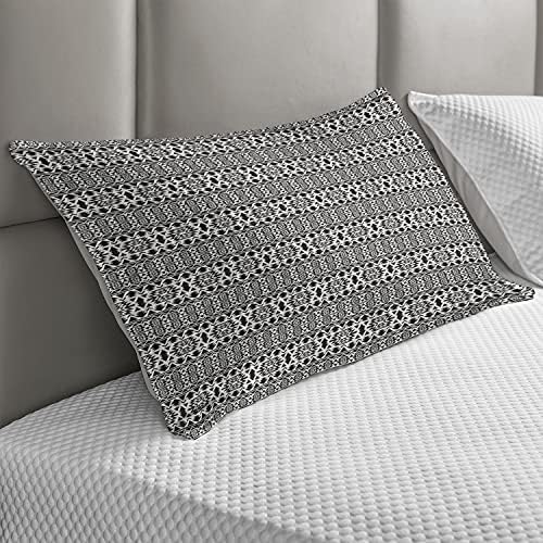 AMBESONNE Crno-bijeli quild jastuk, folk i nacionalni umjetnički dizajn Meksički mački uzorak