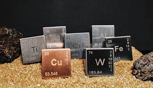 Element 1 Cube Set 7 kom-titanijum volfram aluminijum bakar gvožđe hrom magnezijum-sa displejom