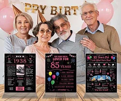 Happy 85th Birthday Decorations Pink Supplies-Back in 1938 Poster - 85th Birthday Gifts For Women-Funny