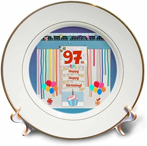 3Droza slika 97. rođendana, cupcake, svijeća, baloni, poklon, streameri - ploče