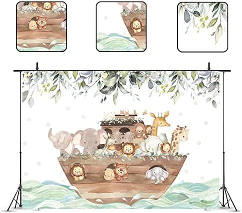 Glawry Noah's Ark Backdrop 7wx5h noge Boho eukaliptus napušta Cartoon Woodland životinje džungla djeca