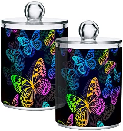 INNEWGO Colorful leptiri 2 pamuk pamuk swab držač kuglice organizator plastični kupatilo svačice sa poklopcem