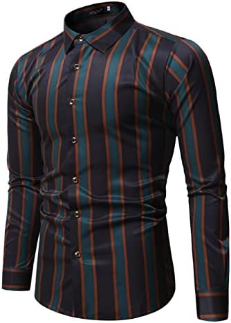 Muškarci Striped tiskani gumb dolje majice Dugih rukava Lagana majica Slim Fit Majica Klasična