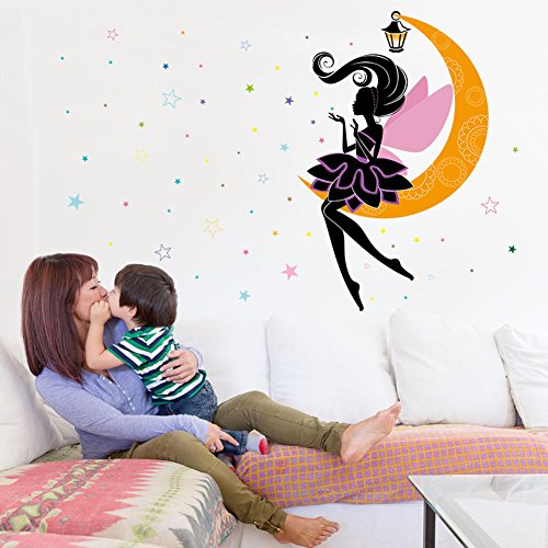 Wallpark Magical Fairy Girl Moon Stars uklonjiva zidna naljepnica Naljepnica, djeca Djeca Dječija