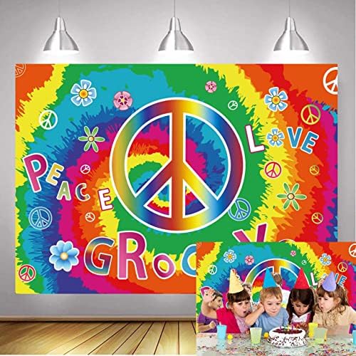 Groovy Tie Dye Backdrop 60-ih hipi ukrasi za rođendanske zabave Groovy Sign Rainbow Anniversary