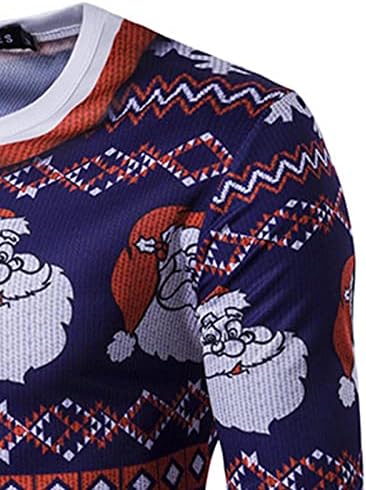Nove božićne košulje za muškarce Classic Tiskar uzorak okrugli vrat dugih rukava pulover bluza lagana vitka