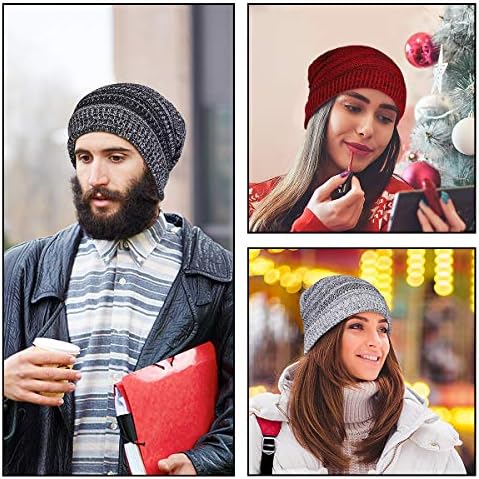 OMECHY kapa za muškarce žene zimski pleteni topli šešir rastezljiva obična manžetna tobogan kapa