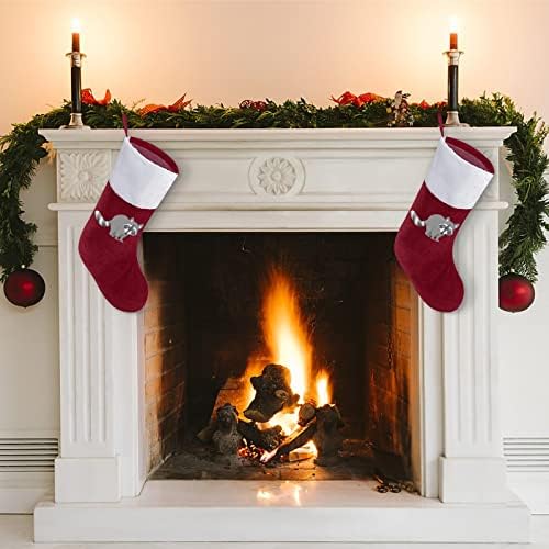 Mali sivi rakun crveni božićni praznici Čarape za kućne ukrase za Xmas Tree Kamin Viseće čarape