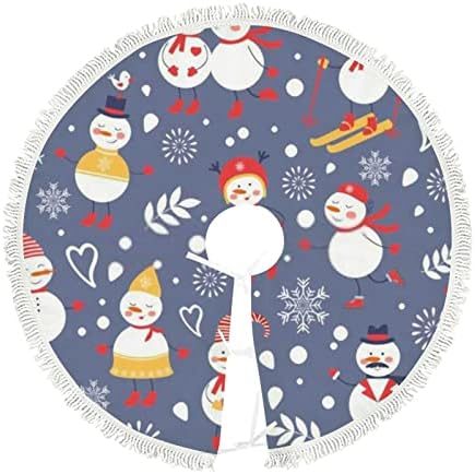 Božićna suknja 48 inča sa resima Slatka snjegovića iillustration Xmas Decor za božićnu zabavu u zatvorenom