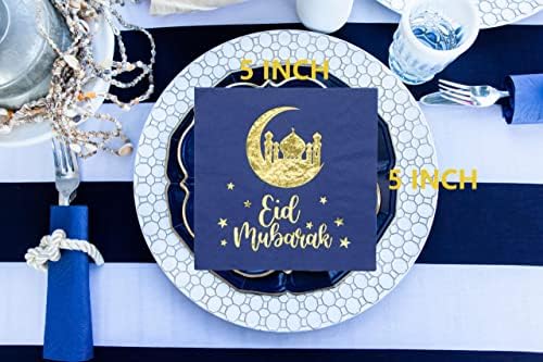 Eid Mubarak salvete, plavi zlatni ramadan Eid Mubarak navrhne ukrase za stol, Eid Mubarak