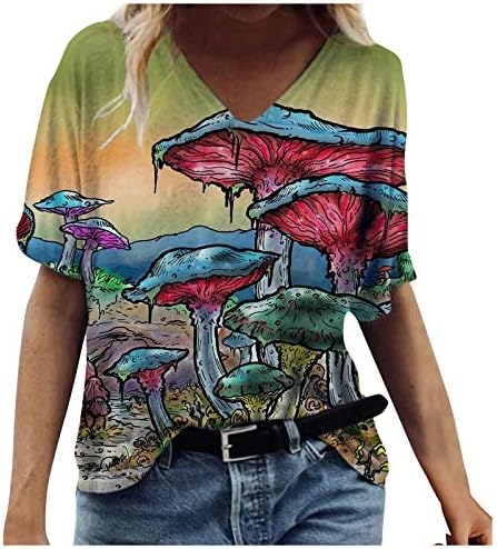 Ženska ljetna modna majica Šarene slikanje životinjski cvjetni grafički vrhovi V izrez kratkih
