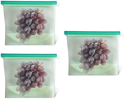 7 Penn silikonska torba za čuvanje hrane, 1000ml-3pk periva 8 x 6.25 u zelenim vrećicama za višekratnu upotrebu