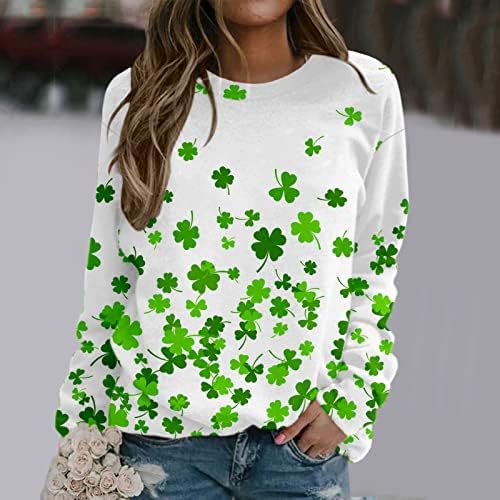 Dan St. Patricka Shamrock grafički ispis majica za žene Dressy Casual Dugi pulover s dugim