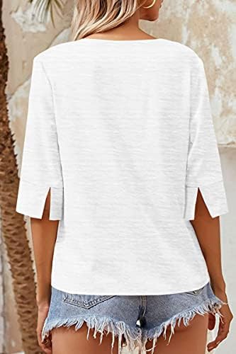 Grlasen Ženska Moda polu rukav V-izrez T-Shirt čvrsta labava Osnovni top