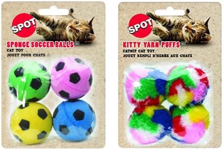 SPOT Cat Toys by Ethical Products-mačja trava Fluffy Pom Pom Balls & svetle boje Sponge Foam