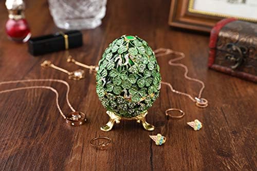 Furuida Faberge Egg Green Leaf stil emajlirane trinketne kutije sa šarkama klasični ukrasi Metalni