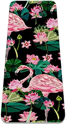 Pink Lotus Green Leaves Flamingo uzorak Extra Thick Yoga Mat - ekološka neklizajuća Vježba