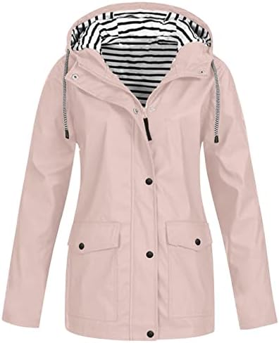Kišna jakna za žene plus veličine Solidna boja Aktivni vanjski patentni jakni sa kapuljačom Zip up crpke
