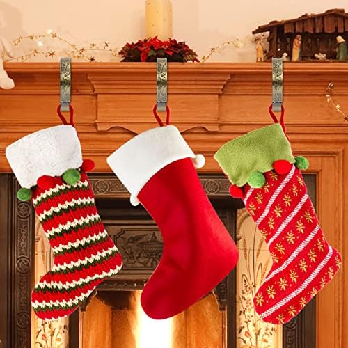 Anydesign 6pcs Božićna državaca Antikni mesingani Boja mantel čarapa Viseće kuke Božićni multi-korišteni