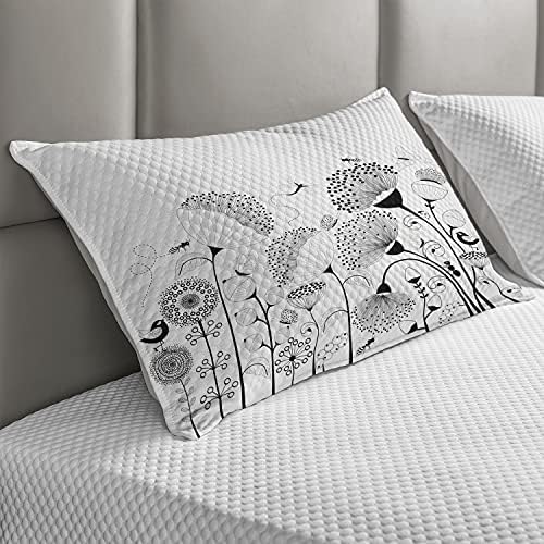 AMESONNE Crno-bijeli quild jastuk, mali veliki cvjetovi cvijeći sa leptirima i pčelama Stvori priroda,