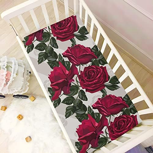 Alaza Crvena ruža Cvijeće cvjetni listovi krevetića ugrađeni bassinet list za dječake dječje djevojke,