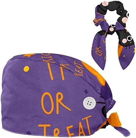 Slatka Halloween Cat s bundevom Doodleom Radnom kapom za životinje s tipkama Podesiv bouffant šešir Unisex