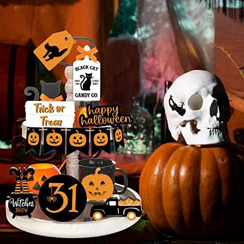 Noć vještica set ladice za ladicu Halloween Farmhouse Decor Boo Happy Halloween Drveni znakovi Farmhouse Rustic