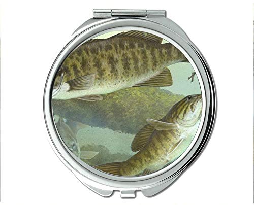 Ogledalo, kompaktno ogledalo, fishs tema džepnog ogledala, prenosivo ogledalo 1 X 2x uvećanje