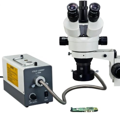 OMAX 3,5x-90X zumira trinokularni kolutni štand sa dva bara Stereo mikroskop sa lampicom od vlakna hladnog