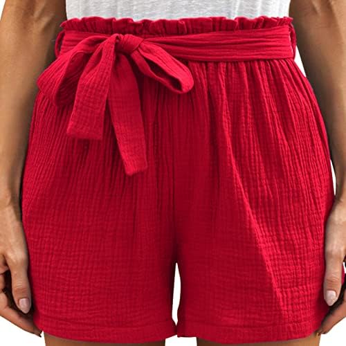 Midi kratke hlače za žene Ženske ležerne ljetne ruffle šarene elastične strugove s džepovima Žene znoje