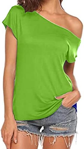 Žensko ljeto na vrhu vrhova ramena pune boje kratkih rukava TOP FASHION DAME Bluze Ležerne majice